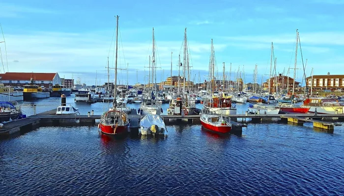 boats on the water in Hartlepool marina