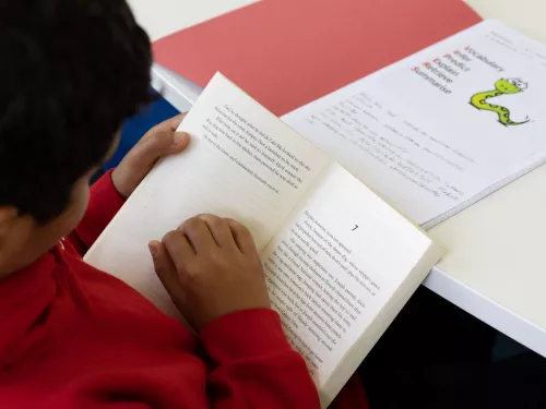 A pupil reads a book