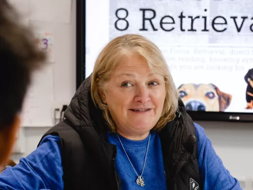 Carole tutoring at an Easter Club