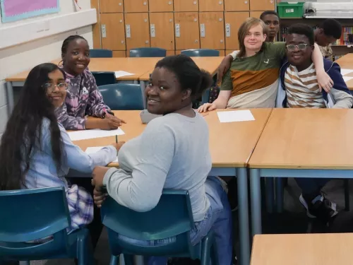 Pupils take a break during summer school