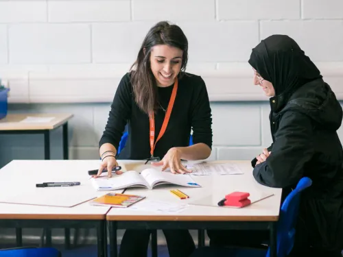 A pupil engaging with a one-to-one tuition session with a Tutor Trust tutor